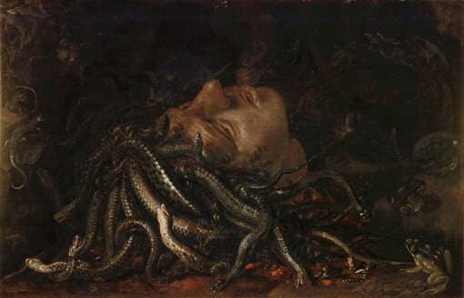 'The Head of Medusa' a Flemish painting dated to around 1600. It was formerly thought to be the work of Leonardo Da Vinci.