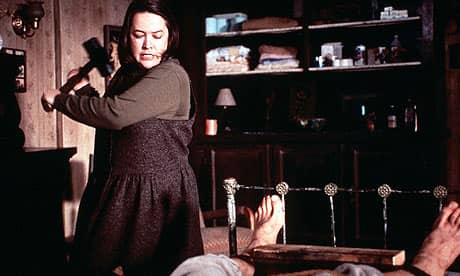 Kathy Bates does an excellent job of portraying evil Caregiver Annie Wilkes in the film adaptation of Stephen King's Misery