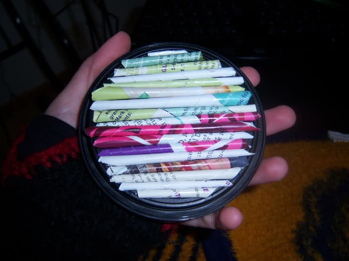 The lid after I'd finished with the magazine. I was actually tempted to leave it like that, but it seemed too raw to go with the rest of the piece.