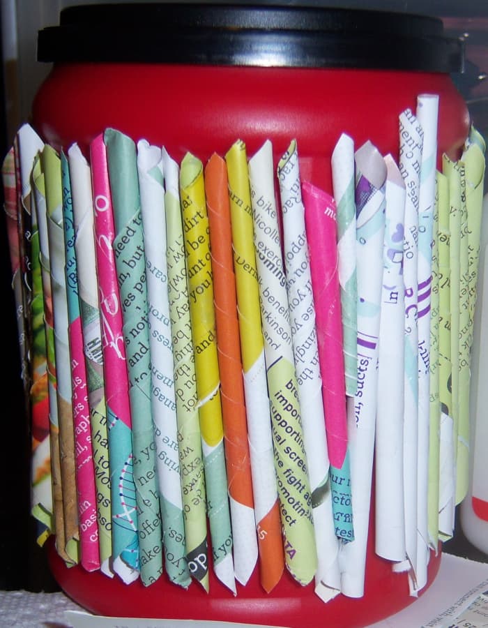 This is how the can looked after I'd finished gluing the tubes onto it. The edges are very uneven, but they were easily hidden in the end.