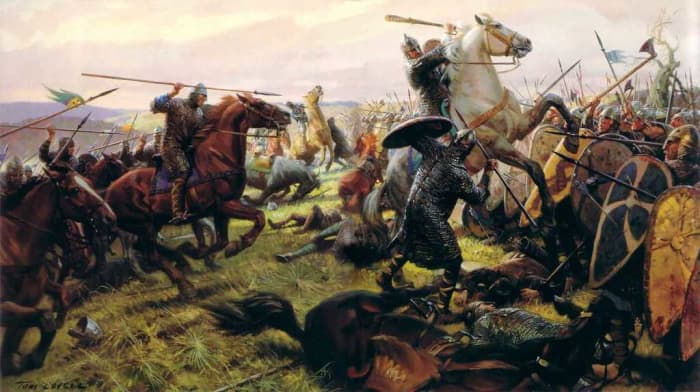 Charging King Harold's shield wall atop Caldbec Hill, the Normans and their allies come within grasp of their duke's ultimate aim. Half-brothers Robert and Odo were his stalwarts