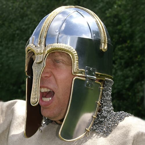 The Coppergate Helmet found in soft ground near the River Ouse was by no means Viking. It was a bona fide Anglian helm as shown above on the 3D model