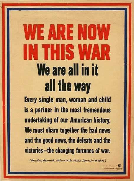 This was the American ideal during World War II and today it is no more war, and that America should come out of Iraq, Pakistan and Afghanistan
