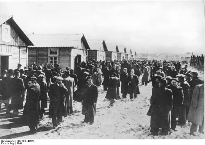 1941. Internment camp of Pithiviers. This photograph shows snow on the ground, which most likely dates it back sometimes between October 30th and December 31st 1941
