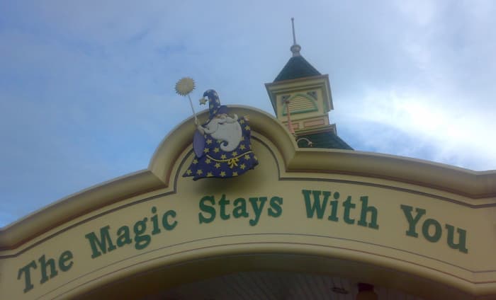 My photograph of the welcoming message located at the entrance of Enchanted Kingdom in the Philippines.
