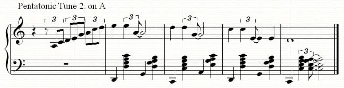 A sightly more complex tune using the same pentatonic scale but based around the note A