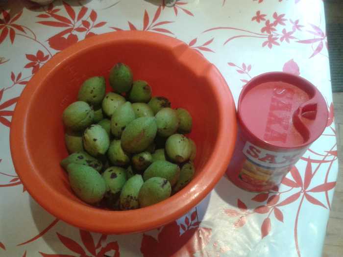 Fresh walnuts ready for soaking