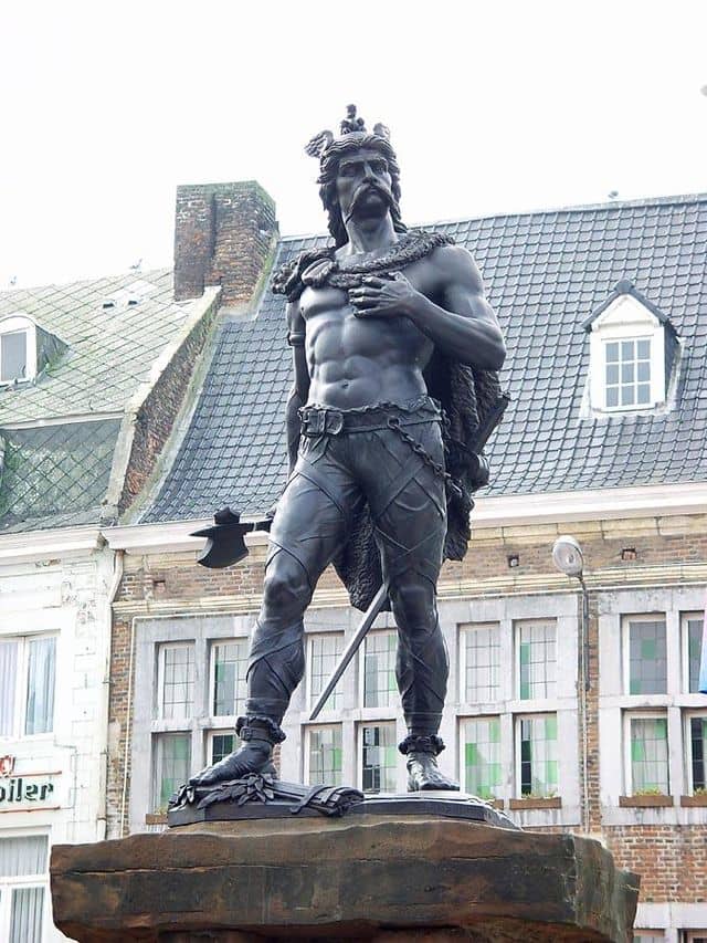 Ambiorix, leader of the Eubones tribe in Belgae. He lead an unsuccessful revolt against Caesar, standing in Tongeren, Belgiam today. Given national hero status in the 1500's.