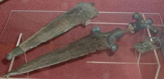 Celtic dagger unearthed in archaeological dig in Belgium and believed to be of the Belgae\.