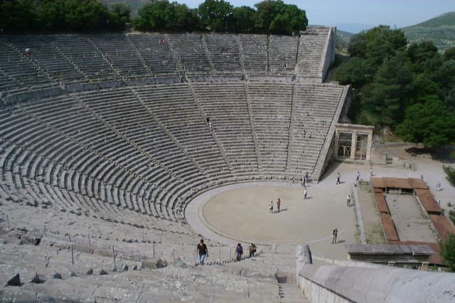 The remains of the theatre of Epidauros, where plays such as Hippolytus were performed before vast audiences.