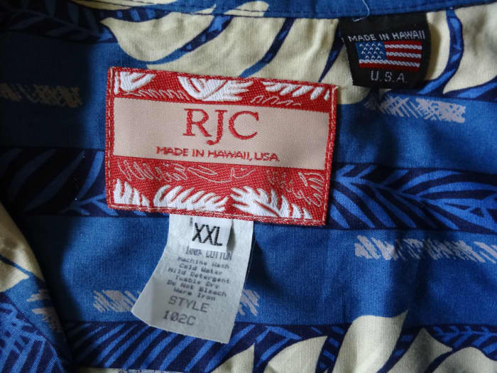 The RJC label said it all for this Mens Hawaiian Aloha Shirt. Made in the USA and made in Hawaii of 100% Cotton.