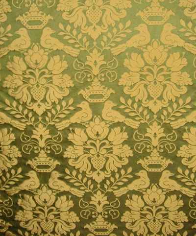 Scalamandre 100% Silk Gothic Medieval Love Birds Damask Drapery Fabric. A Museum Reproduction from the Late 1500s. Original woven by hand!