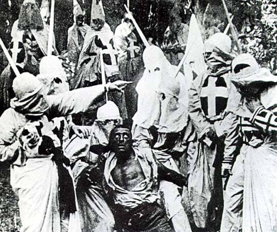 Scene from Birth of a Nation. Most major characters who were supposed to be African-american were white actors in black face.