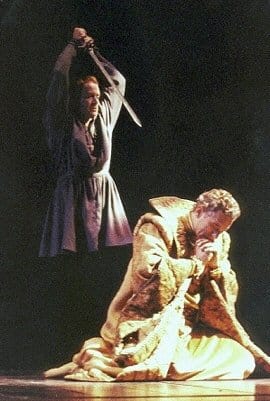 Hamlet is going to kill Claudius, but he suspends his decision on the plea that killing Claudius while he is praying will send him direct to heaven instead of hell.