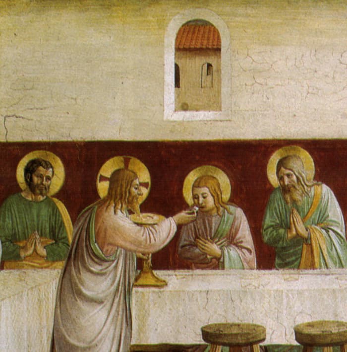 Beato Angelico, Communion of the Apostles (1440-1442) Detail, Florence San Marco Monastery