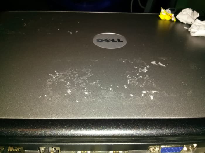 Stickers can leave behind a sticky mess when peeling them off. You may also have a little cleaning to do on the keyboard, LCD screen, trackpad and other surfaces on a laptop.