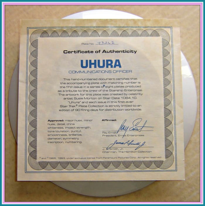 Each issue in this first ever Star Trek Plate Collection is strictly limited to an edition of 90 firing days for distribution worldwide. Plate number 4326S. With original box, COA and all paperwork. Plate measures 8.5". By The Hamilton Collection.