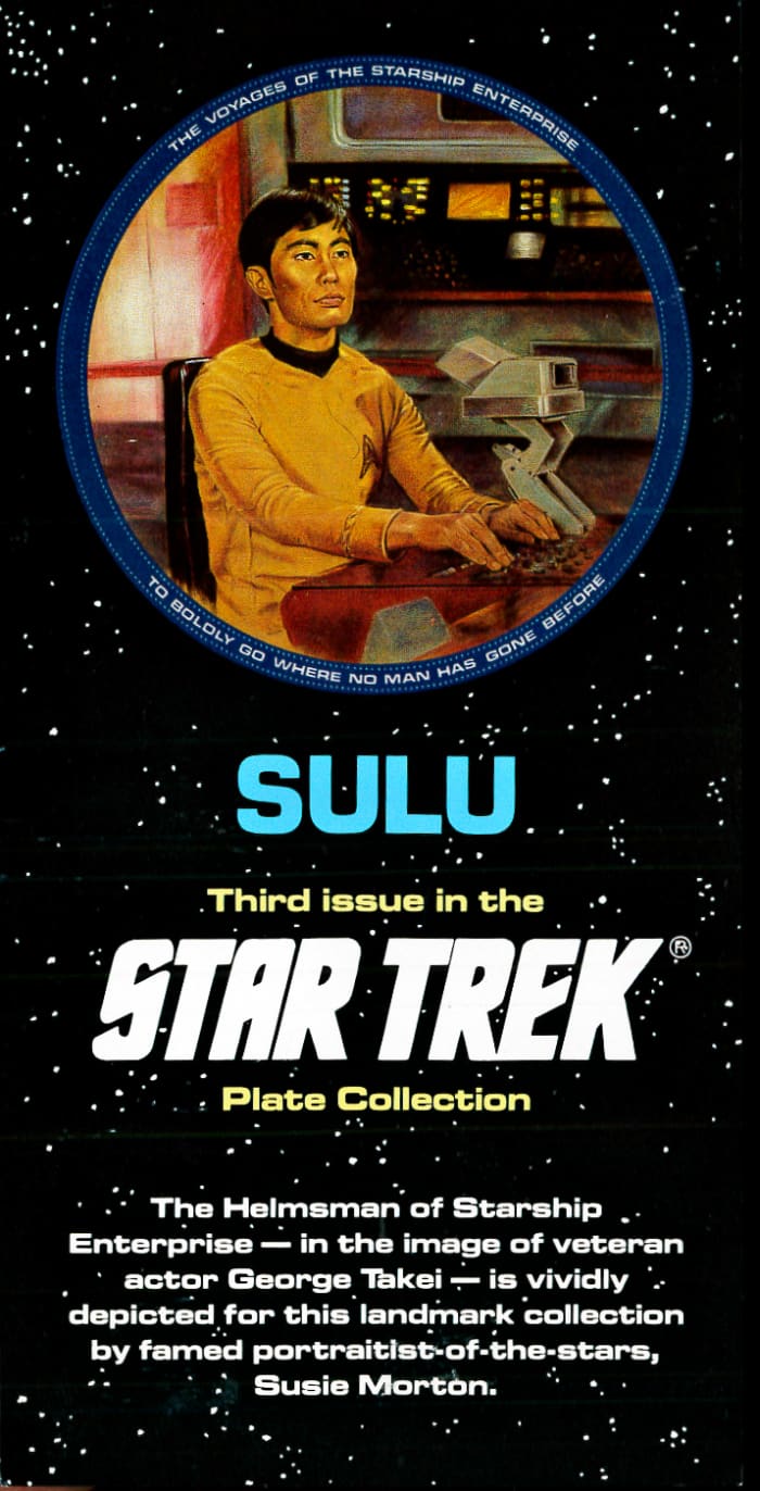 The Helmsman of Starship Enterprise - in the image of veteran Actor George Takie - is vividly depicted for this landmark collection by famed portraitist of the stars Susie Morton.