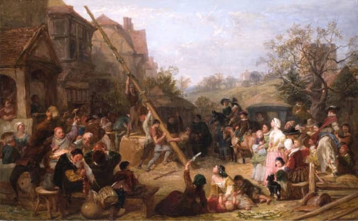 England: Frederick Goodall's "Raising the Maypole." Painting completed December 31, 1854.