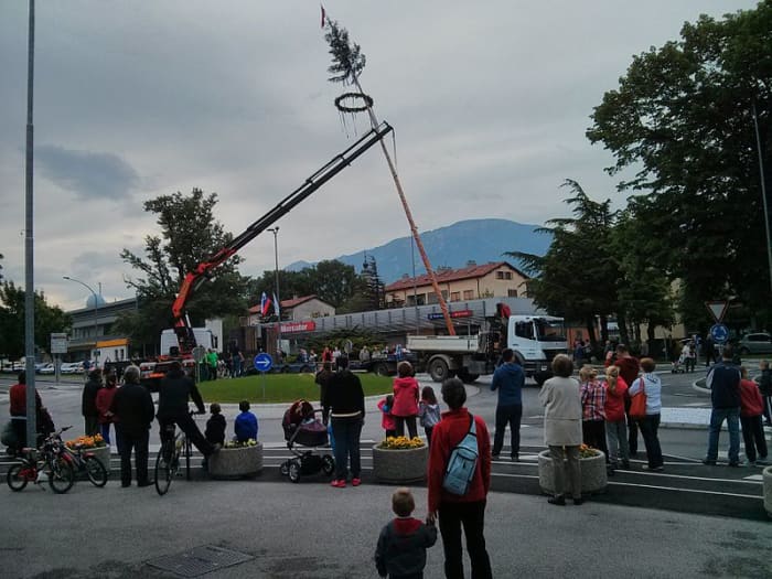 Raising the Maypole includes an evergreen tree in Germany, Czech Republic, and nearby nations.