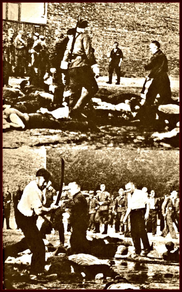 The camp at Neue-Brem near Saarbrucken. There was a cinder courtyard in the center of the camp where the Nazis amused themselves by organizing terrifying "sports events." Walk, lie down, stand up .... The S.S., howling hysterically, hit indiscriminat