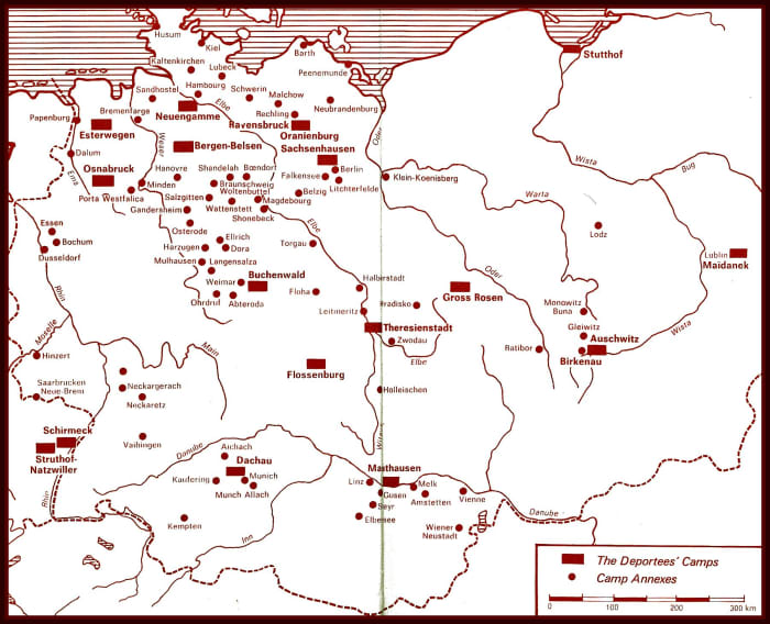 Here is a very accurate map that is provided in every volume of Christian Bernadac's set of books about the deportation and the Holocaust. It shows the major Deportees' Camps & Camp Annexes. What we would call Concentration Camps.