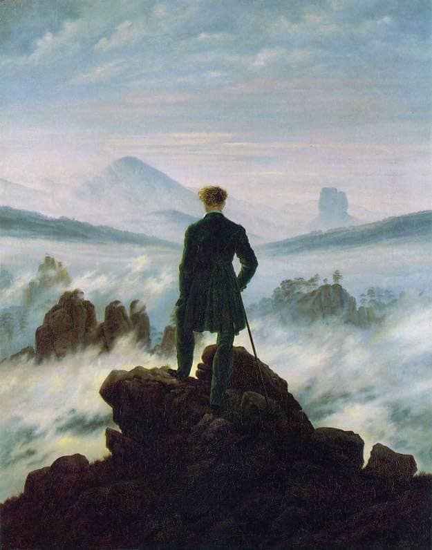 I personally find Caspar David Friedrich's famous painting "Wanderer Above the Sea of Fog" to describe both Nietzsche's life and philosophy. Solitary yet grandiose, tiny yet remarkably important.