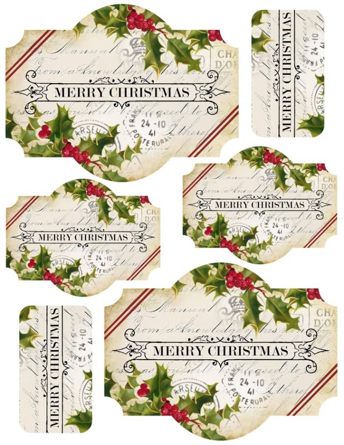Beautiful printable vintage tags for Christmas from lilac-n-lavender.blogspot.com. Visit this site and get these tags and more printable holiday ideas by clicking on the picture.