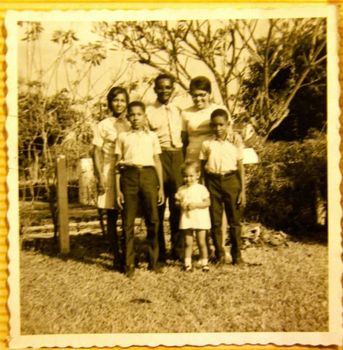 Back row: Ellis Welds (your maternal grandmother,Vincent Roberts (your great-grandfather), Velona Roberts (your great-grandmother....Lucy's daughter). Front row: Grand-uncles Paul and Stan. That little cutie is me, your Mama.