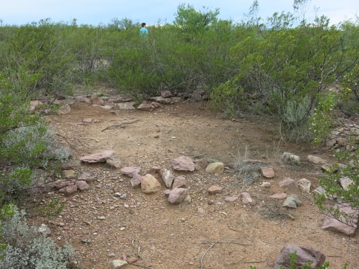 Rocks outlining the base of a Jacal Structure (temporary dwelling for workers at the Presidio)