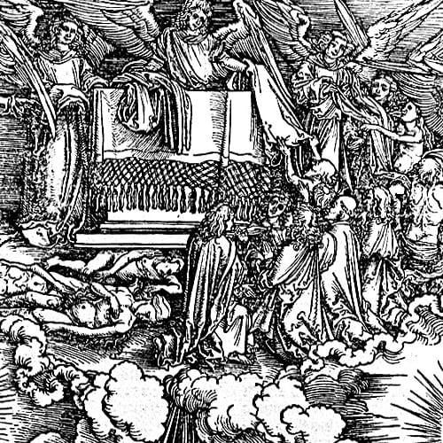 Here we show a portion of 'Opening the Fifth and Sixth Seals' - the fifth Woodcut from the suite by Albrecht Durer known as "The Apocalypse".