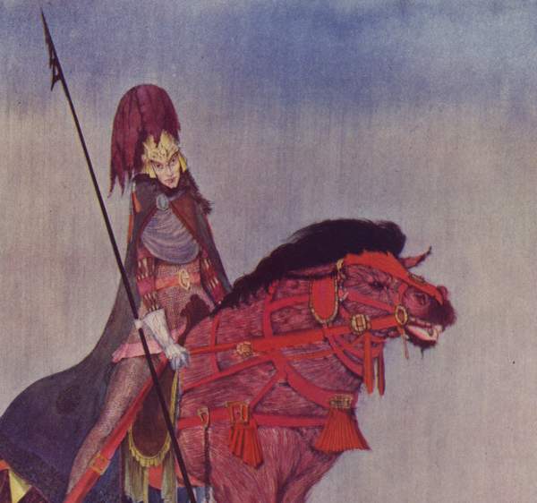 Here we show a portion of 'An attachment which seemed to attain new strength' - it is from the suite of designs by Harry Clarke published in "Tales of Mystery and Imagination" (1923).