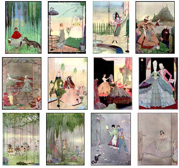 Here we show each of the color designs by Harry Clarke published in "The Fairy Tales of Charles Perrault" (1922).