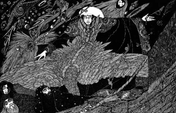 Here we show a portion of one of the surviving illustrations prepared by Harry Clarke that was inspired by Coleridge's "Rime of the Ancient Mariner".