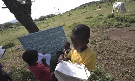 Schools today in South Africa.. Not Under Apartheid, But Under The ANC.. No Buildings nor desks-Learning takes place outside
