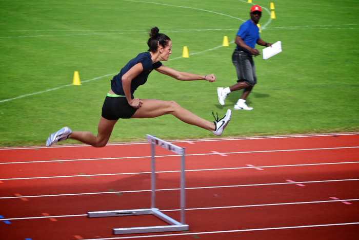 Georganne Moline of the United States competed in the 400m Intermediate Hurdles finals at the 2012 Summer Olympics.