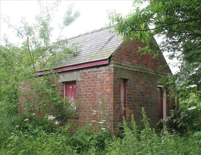 Scattered about East Cleveland (The original's in North Yorkshire) are reminders of past railway routes and installations. This is a Cleveland Railway brick signal cabin close by the North Eastern Railway's Pinchinthorpe Station, near Guisborough