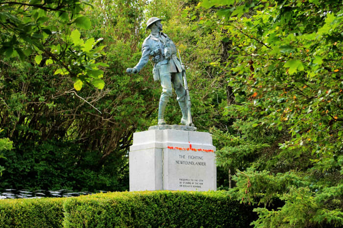 The Fighting Newfoundlander, donated to the park by Sir Edgar Bowring in honour of the incredible sacrifices made by the Royal Newfoundland Regiment in WWI.