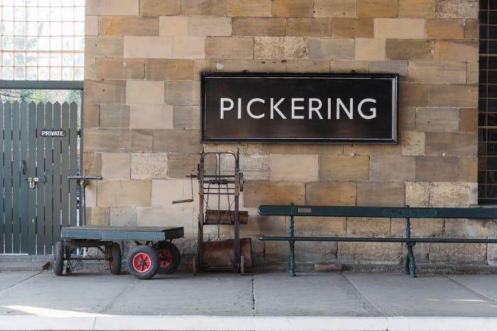 A fitting reminder to return to the NYMR station on the 'Down' platform. Safe journey.