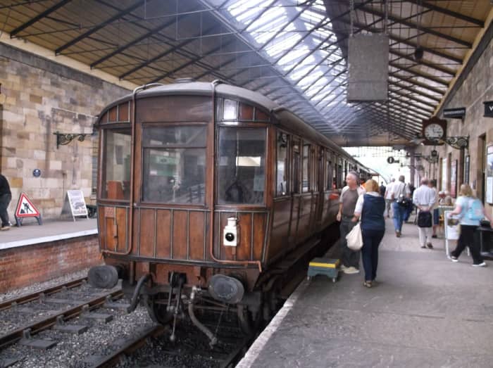 LNER Observation Car restored by the LNERCA awaits the 'off' in Pickering Station - the atmosphere is there, the oil, the smoke and the burnt creosote smell!