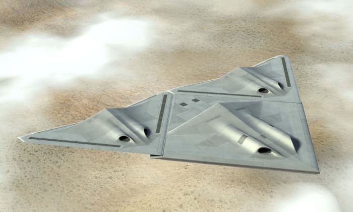 This illustration shows three TR-3B's joined together and demonstrates how the Phoenix Lights could be achieved.
