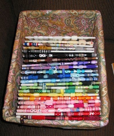 If you do not have a large amount of room in your craft space, this simple basket gets the job done.