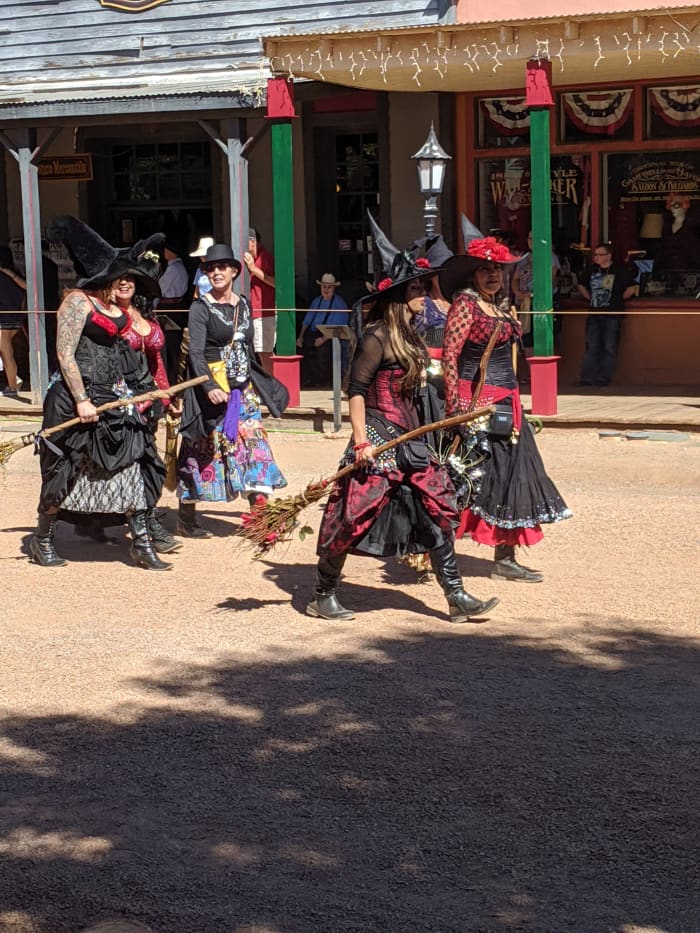 19th Century witches in Helldorado Days Parade. Despite the town's small size the parade lasted over an hour & drew marchers from as far away as Nome Alaska