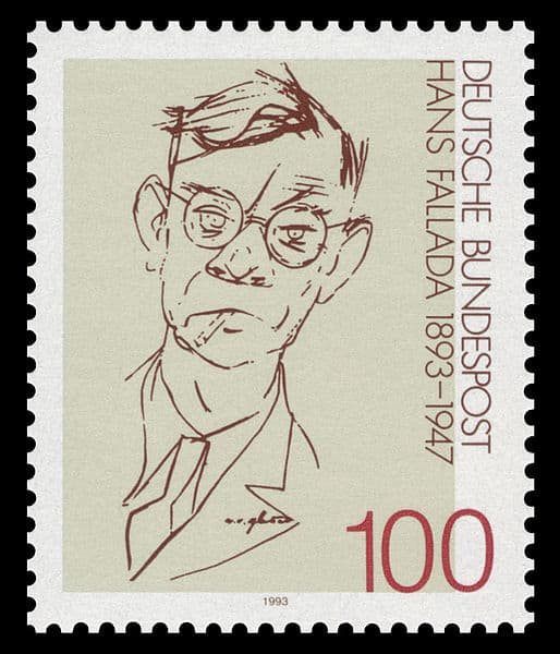 Every Man Dies Alone author Hans Fallada, immortalized in all his sketchy glory on a German postage stamp.