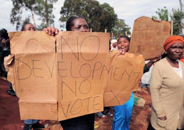Fed-up residents of Kapok, an informal settlement near Ennerdale, south of Johannesburg, vent their anger against against poor service delivery. The angry residents vowed not to vote in coming elections