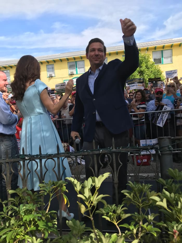 The day before the Election Ron and Casey DeSantis, Marco Rubio (he didn’t turn around for a picture) and Lara Trump came to town. Only a hundred people were suppose to attend but 800 people showed up.
