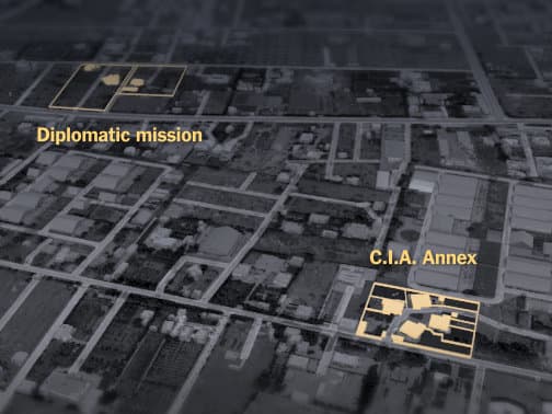 The five security agents originally in the mission leave the compound in an armored vehicle and come under attack. They manage to escape, but are followed to the Annex. Back at the main villa, Americans are attacked again. The team is unable to find