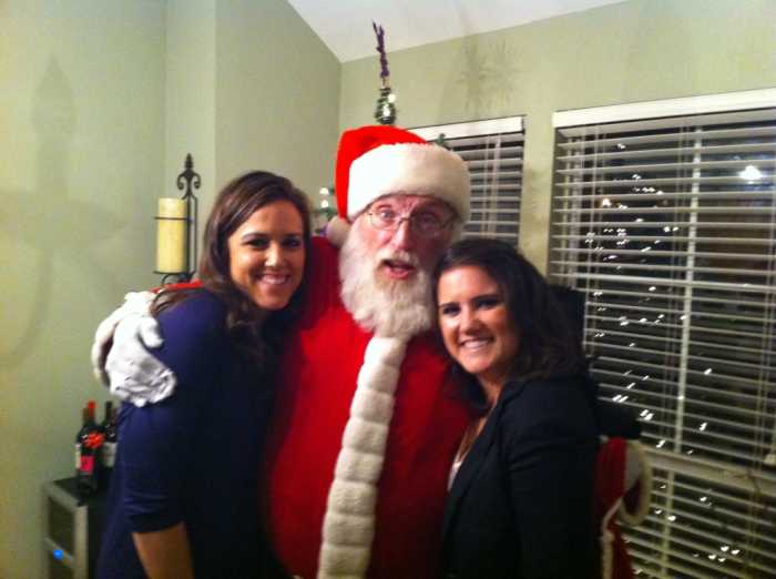 One, year, we had an actual random Santa show up at our front door! He said our party had the most cars in the neighborhood so he stopped by and ate some gumbo.