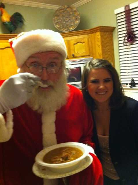 It isn't a gumbo party until a random Santa shows up!