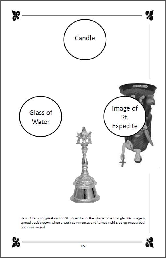 St. Expedite's Altar from "THe Conjurer's Guide to St Expedite" Copyright 2014 Denise Alvarado All rights reserved worldwide.